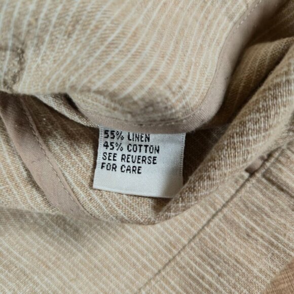 Talbots Petites VTG Linen Striped Jacket Size MP Tan Neutral Lagenlook Preppy - Picture 9 of 11